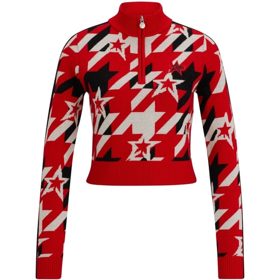Women's Boss Zip Neck Long Sleeve Regular Fit Sweater in Red - Image 3