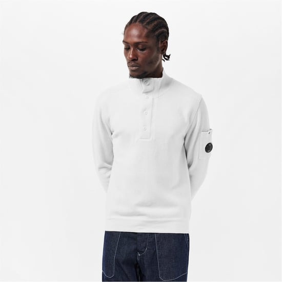 Men's C.P. Company Crew Neck Jumper in Gauze White 103 - Image 3