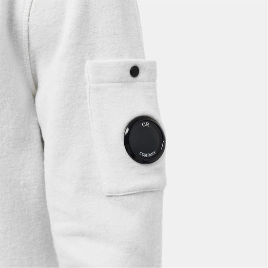 Men's C.P. Company Crew Neck Jumper in Gauze White 103 - Image 5
