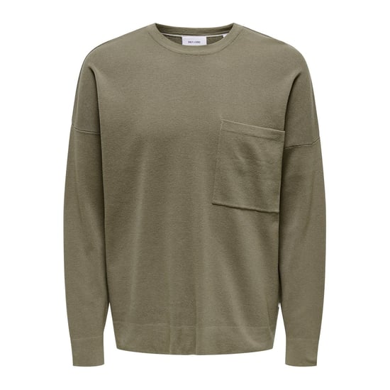 Men's Only Relaxed Fit Crew Neck Long Sleeve Sweatshirt in Desert Taupe - Image 1