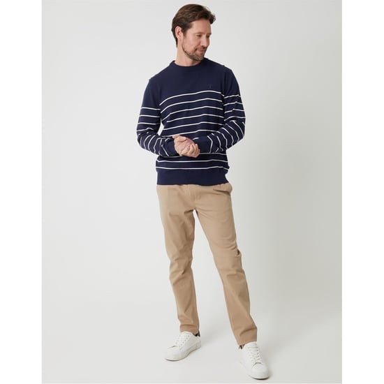 Men's Saltwell Crew Neck Regular Fit Long Sleeve Sweater in Navy/Ecru - Image 2