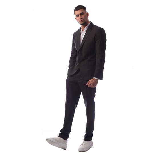 Men's Boss Solid Patterned Lapel Collared Suit Jacket in Black - Image 1