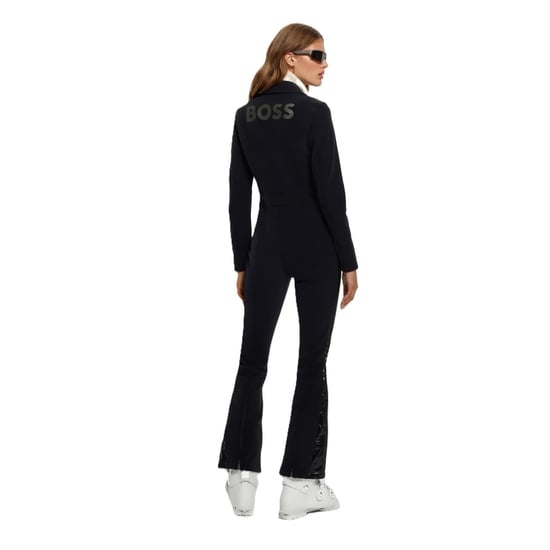 Women's Boss Collared Neck Long Sleeve Solid Patterned Skisuit in Black - Image 2