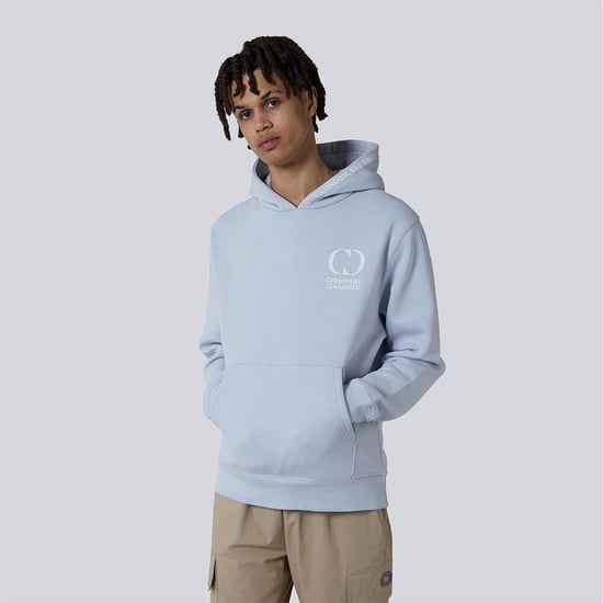 Men's Criminal Damage Maison Hooded Neck Long Sleeve Sweatshirt in Lunar Rock - Image 1