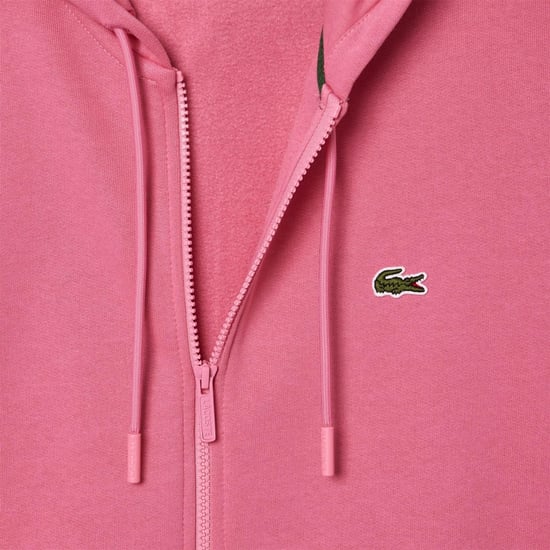 Men's Lacoste Zipped Hoodi in Reseda Pink - Image 3