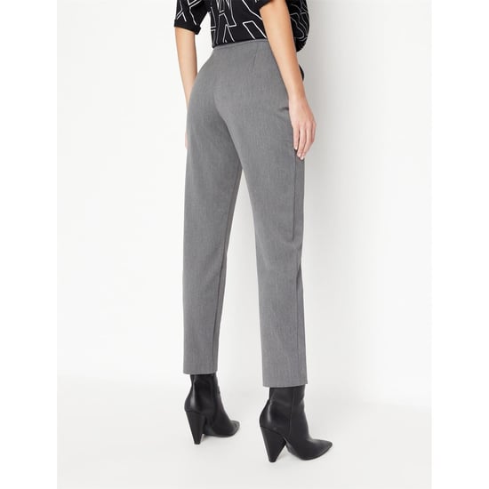 Women's Armani Exchange Solid Patterned Slim Trousers in Dark Grey - Image 2