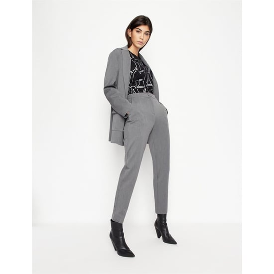 Women's Armani Exchange Solid Patterned Slim Trousers in Dark Grey - Image 3