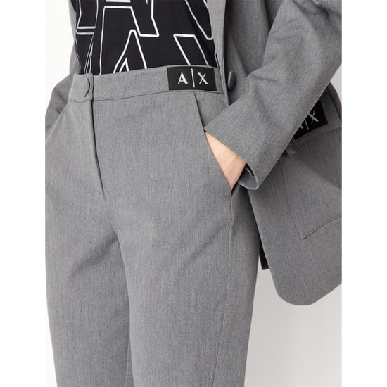Women's Armani Exchange Solid Patterned Slim Trousers in Dark Grey - Image 4