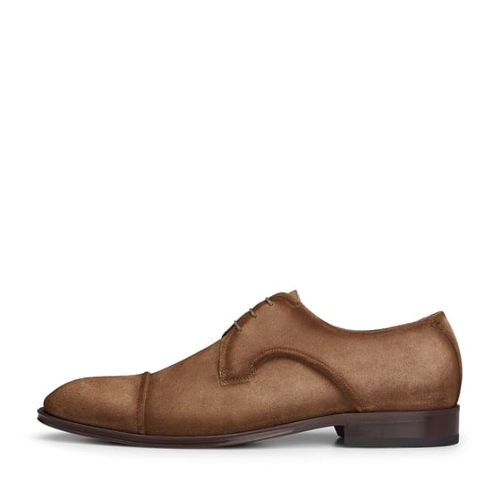 Men's Boss Derrek Derby Capped Toe Smart Shoes in Medium Beige - Image 1