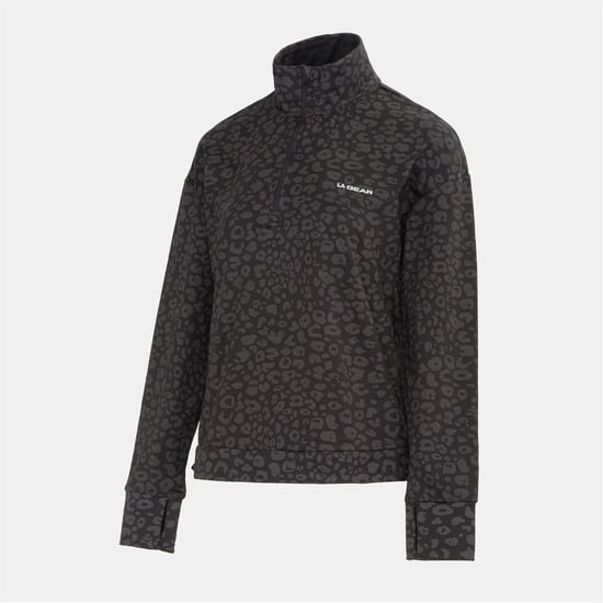 Women's LA Gear Half Zip Sweatshirt in Black - Image 3