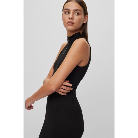 Women's Hugo Nerie High Neck Midi Bodycon Dress in Black - Image 3