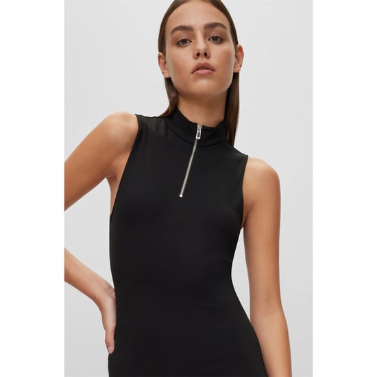 Women's Hugo Nerie High Neck Midi Bodycon Dress in Black - Image 4