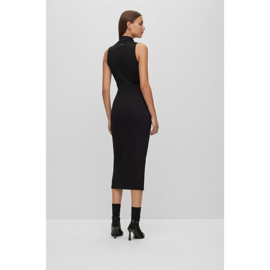 Women's Hugo Nerie High Neck Midi Bodycon Dress in Black - Image 6
