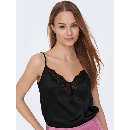 Women's Only Victoria Lace V-Neck Tank in Black - Image 1