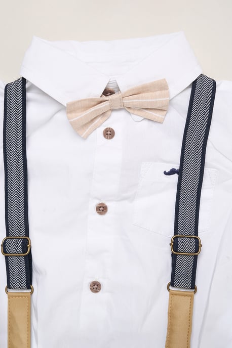 Mock Shirt Bodysuit, Bowtie and Shorts with Braces - Image 3