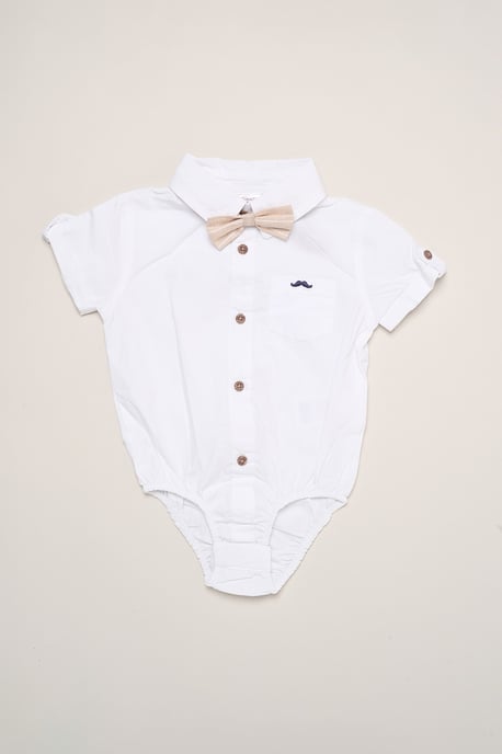 Mock Shirt Bodysuit, Bowtie and Shorts with Braces - Image 4