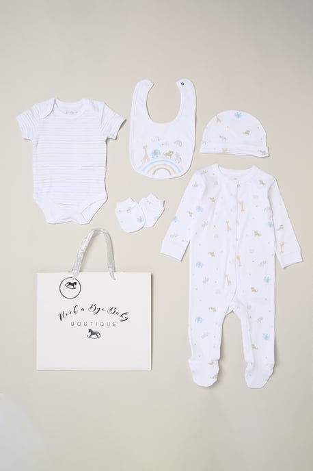 5-Piece Animal Rainbow Print All in One Baby Gift Set - Image 1