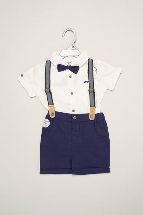 Mock Shirt Bodysuit, Shorts and Bowtie Outfit Set - Image 2