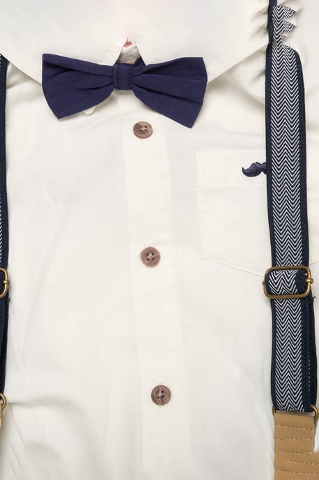 Mock Shirt Bodysuit, Shorts and Bowtie Outfit Set - Image 3