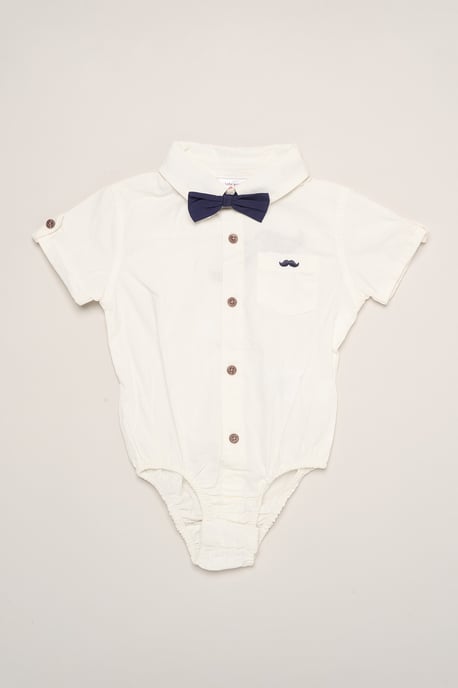 Mock Shirt Bodysuit, Shorts and Bowtie Outfit Set - Image 4