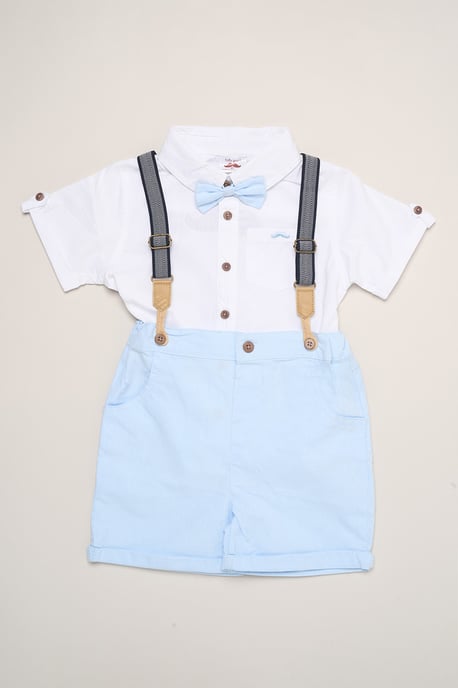 Mock Shirt Bodysuit, Shorts and Bowtie Outfit Set - Image 2