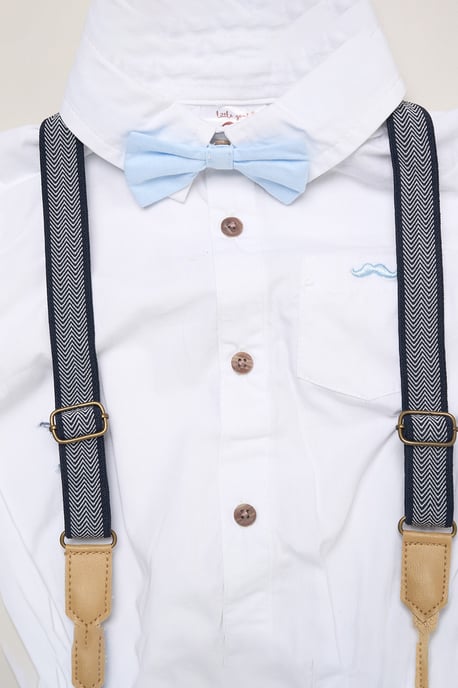 Mock Shirt Bodysuit, Shorts and Bowtie Outfit Set - Image 3