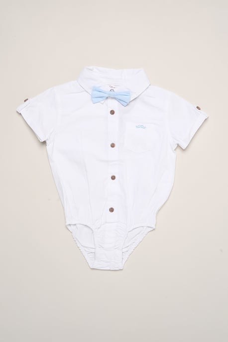 Mock Shirt Bodysuit, Shorts and Bowtie Outfit Set - Image 4