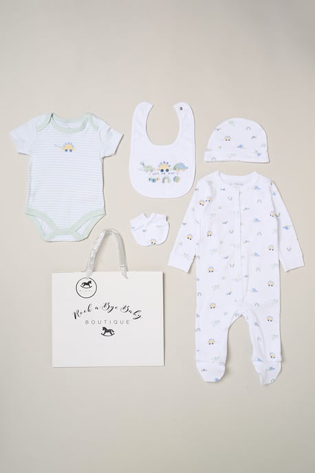 5-Piece Dinosaur Print All in One Baby Gift Set - Image 1