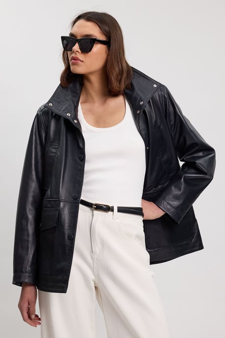 Leather Oversized Jacket - Image 4