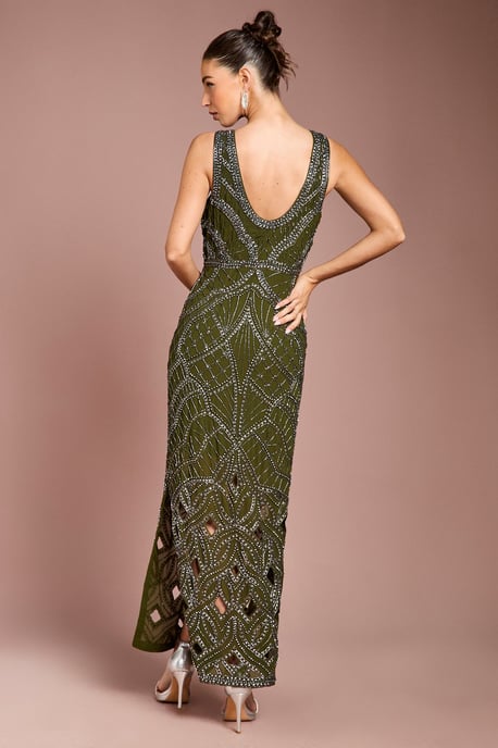 V Neck Embellished Maxi Dress - Image 3