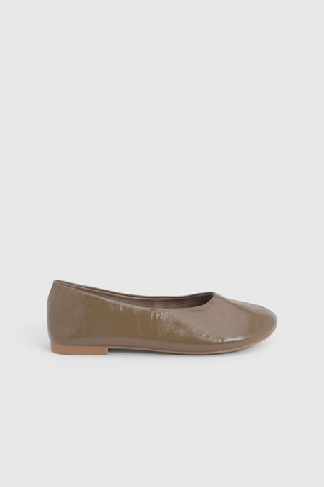 Faith: Bonnie Faux Patent Leather Seam Detail Ballet Pumps - Image 1
