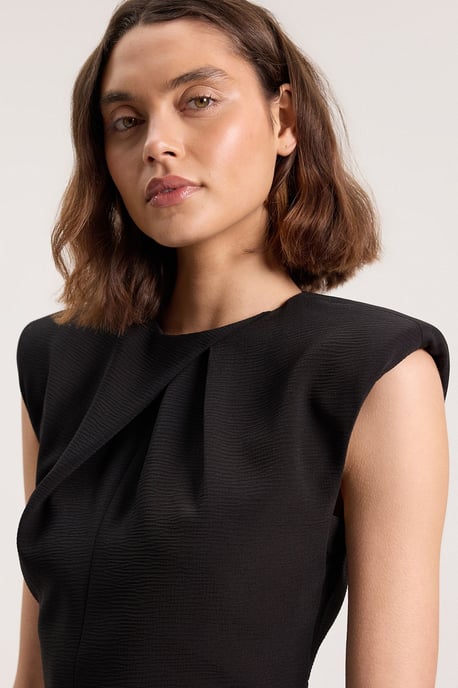 Tailored Sleeveless Neck Detail Pencil Midi Dress - Image 4