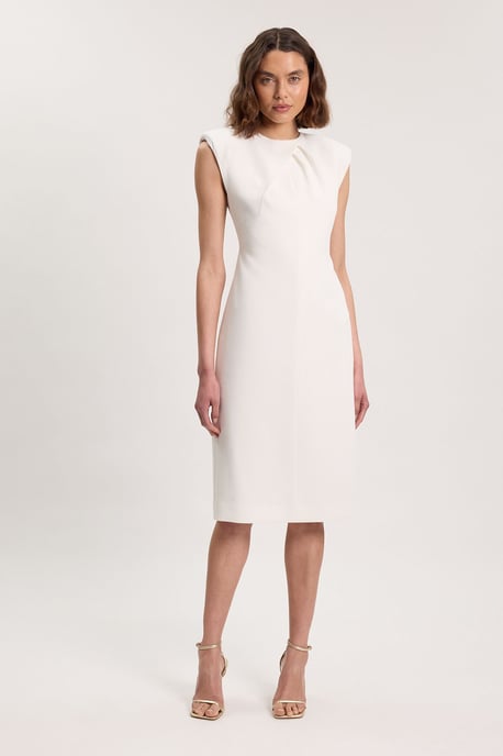 Tailored Sleeveless Neck Detail Pencil Midi Dress - Image 1