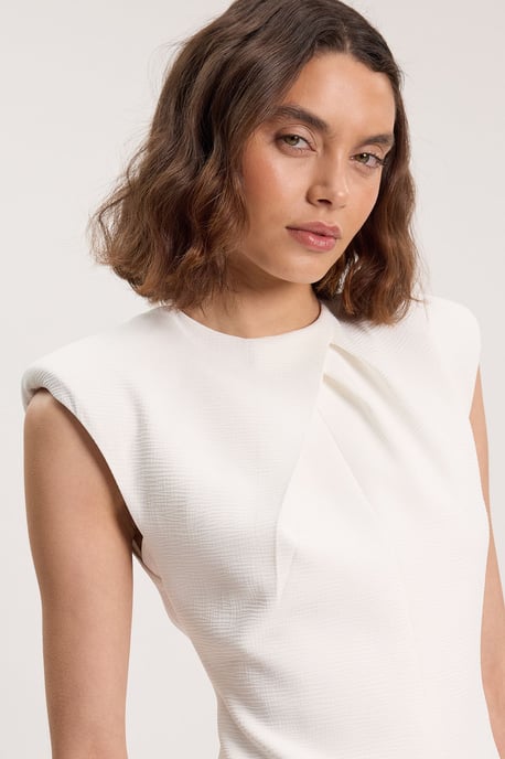 Tailored Sleeveless Neck Detail Pencil Midi Dress - Image 4