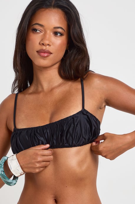 Satin Look Plunge Bikini Top And High Leg Bikini Bottom - Image 4