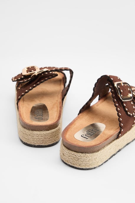Faith: Daphne Faux Suede Double Boucle Footbed Sandals - Image 3