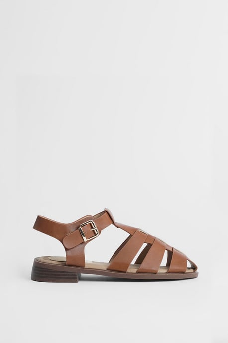 Cassiopeia Faux Leather Closed Toe Fisherman Flat Shoes - Image 1