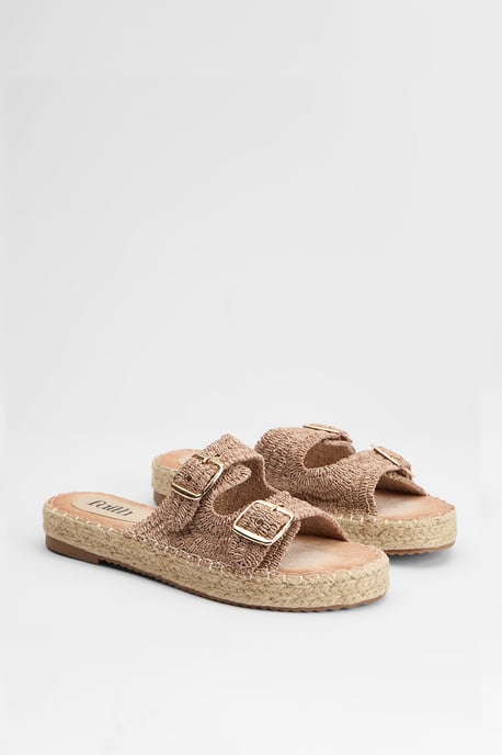 Faith: Elissa Textured Double Buckle Footbed Sandals - Image 2