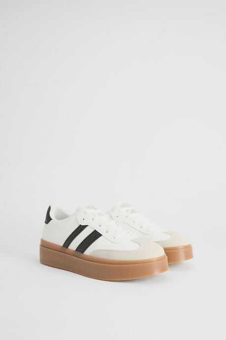 Tony Faux Leather Lace Up Chunky Trainers - Image 1
