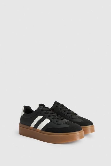Tony Faux Leather Lace Up Chunky Trainers - Image 3