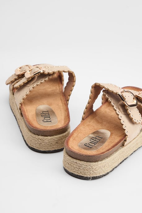 Faith: Daphne Faux Suede Double Boucle Footbed Sandals - Image 3