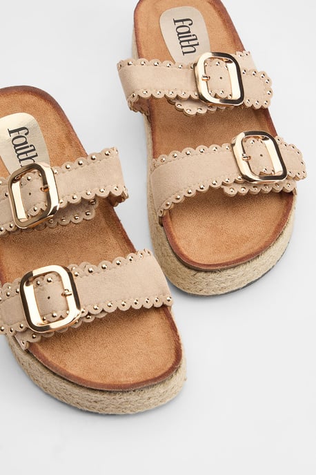 Faith: Daphne Faux Suede Double Boucle Footbed Sandals - Image 4