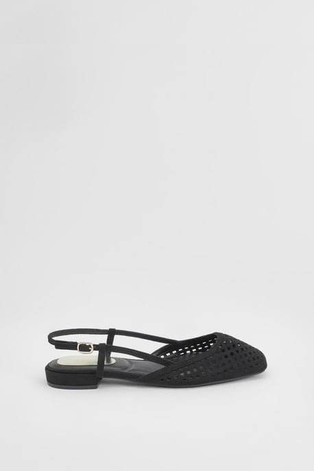 Angie Faux Suede Cutout Sling Back Flat Shoes - Image 1