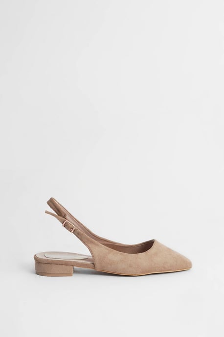 Millie Faux Metallic Leather Slingback Flat Shoes - Image 1