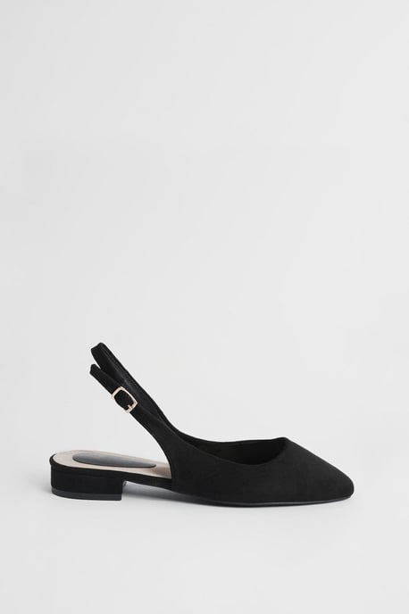 Millie Faux Metallic Leather Slingback Flat Shoes - Image 1