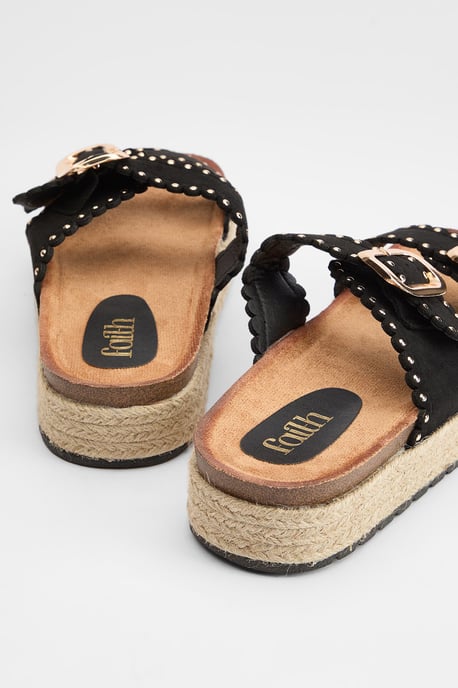 Faith: Daphne Faux Suede Double Boucle Footbed Sandals - Image 3