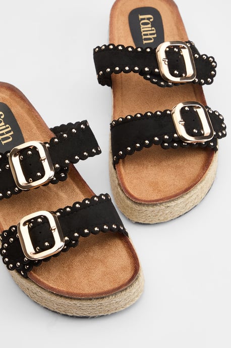 Faith: Daphne Faux Suede Double Boucle Footbed Sandals - Image 4