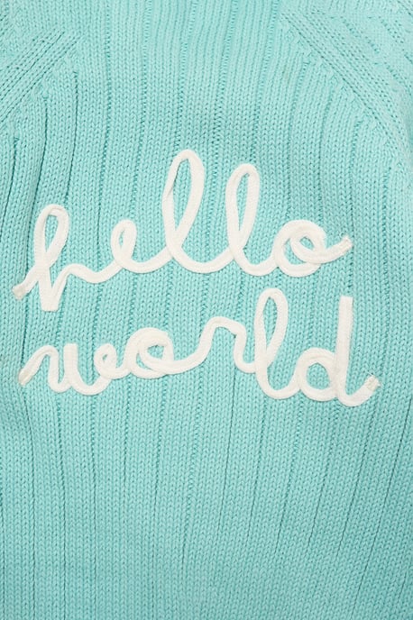 Hello World Embroidered Knitted Cardigan - Image 3