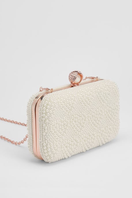 Bridal Amora Love Heart Pearl Detail Clutch Bag - Image 2