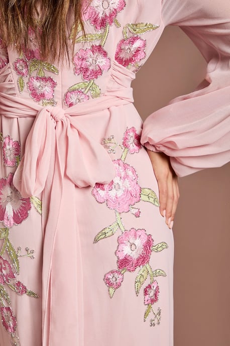 Sequin Embellished And Embroidered High Low Maxi Dress - Image 4